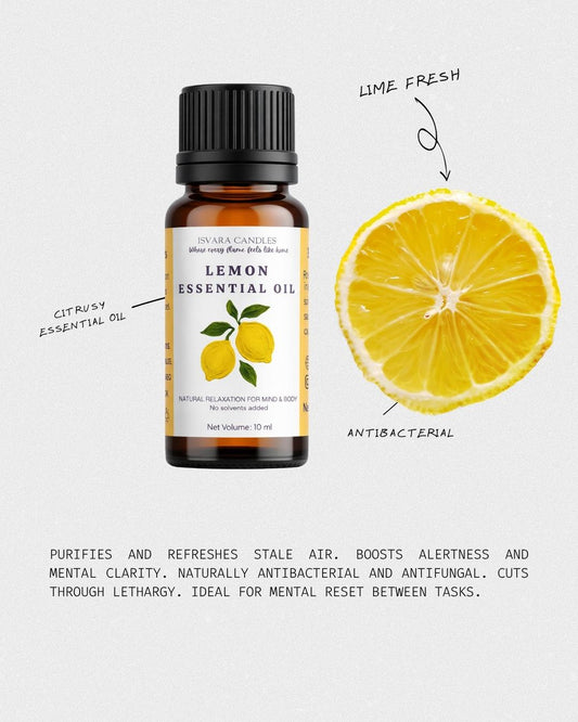 ISVARA Lemon Fresh Fragrance Oil – 10ml Citrus Aroma Oil for Diffuser, Aromatherapy & Candle Making