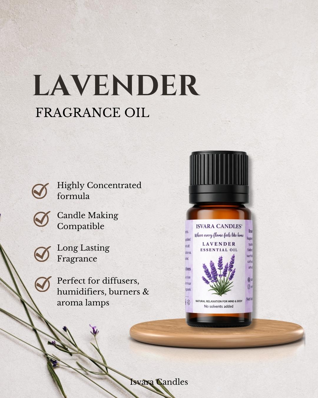 ISVARA Lavender Fragrance Oil – 10ml for Diffuser, Aromatherapy & Candle Making