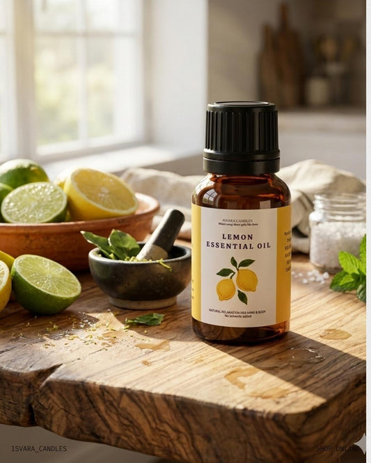 ISVARA Lemon Fresh Fragrance Oil – 10ml Citrus Aroma Oil for Diffuser, Aromatherapy & Candle Making