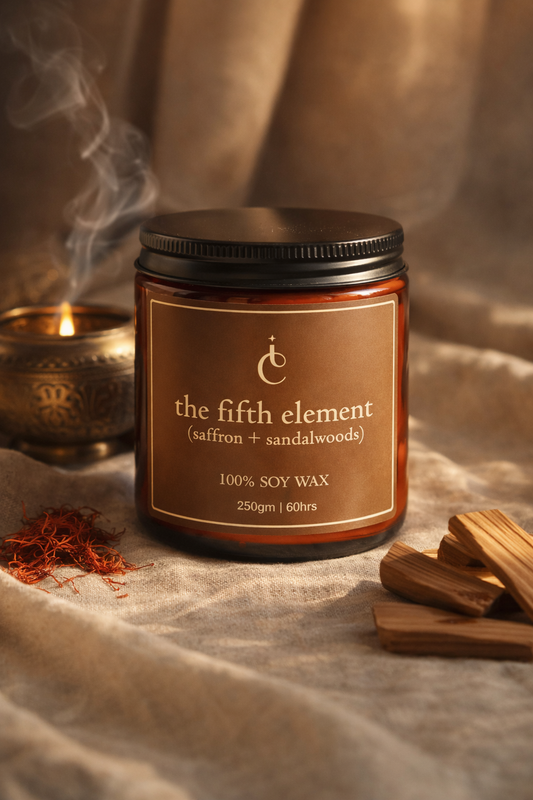 The Fifth Element – Saffron & Sandalwood Soy Wax Candle (250g | 60 Hours)