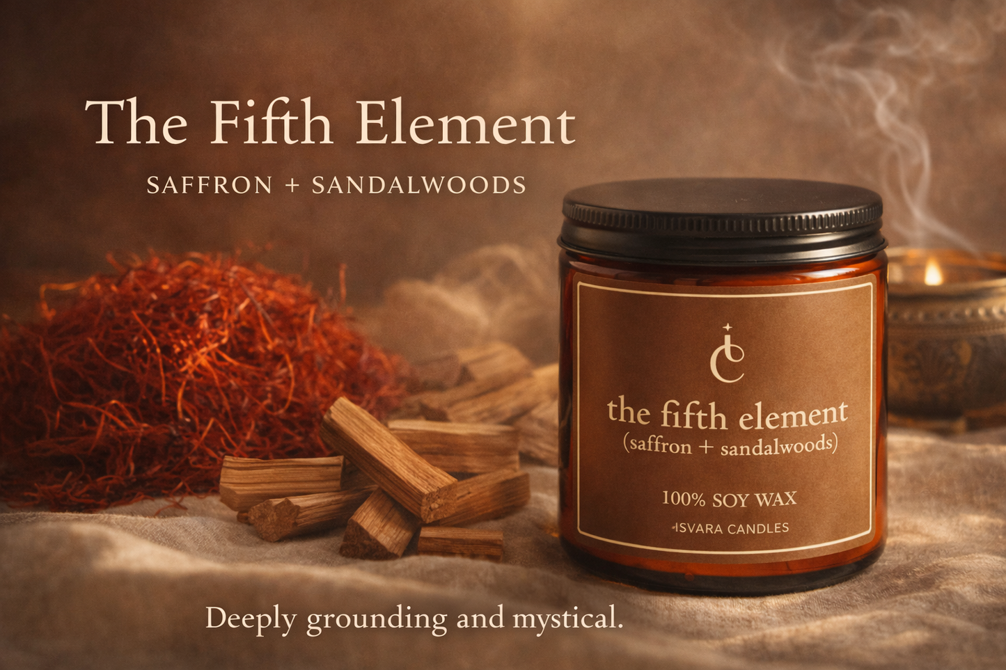 The Fifth Element – Saffron & Sandalwood Soy Wax Candle (250g | 60 Hours)