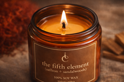 The Fifth Element – Saffron & Sandalwood Soy Wax Candle (250g | 60 Hours)