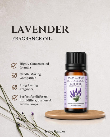 ISVARA Lavender Fragrance Oil – 10ml for Diffuser, Aromatherapy & Candle Making