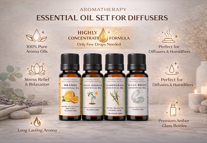 ISVARA Fresh Collection | Fragrance Oil Set | Lemongrass, Lemon, Ocean & Fresh Morning | 4 x 10ml