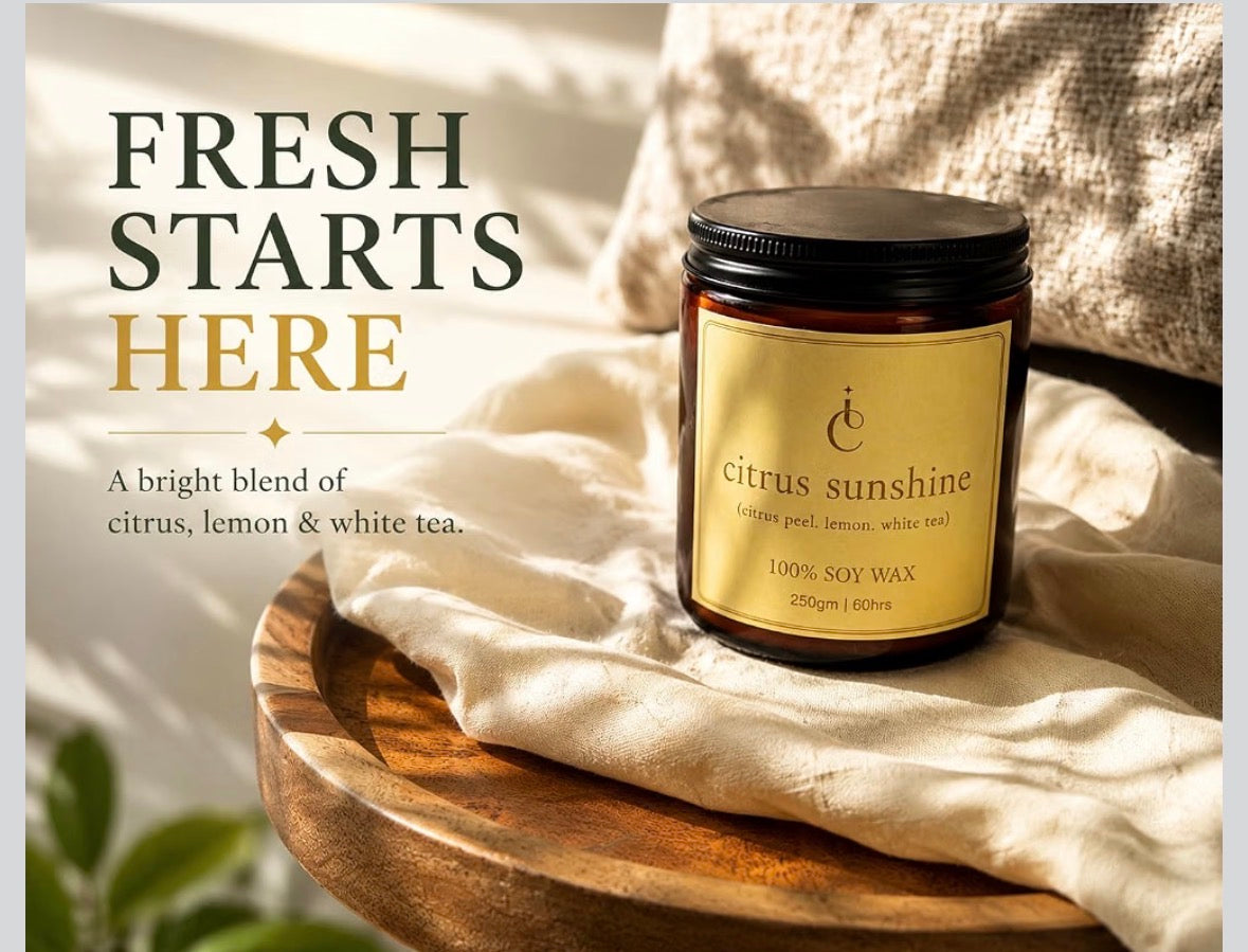 Citrus Sunshine candle for fresh morning home fragrance