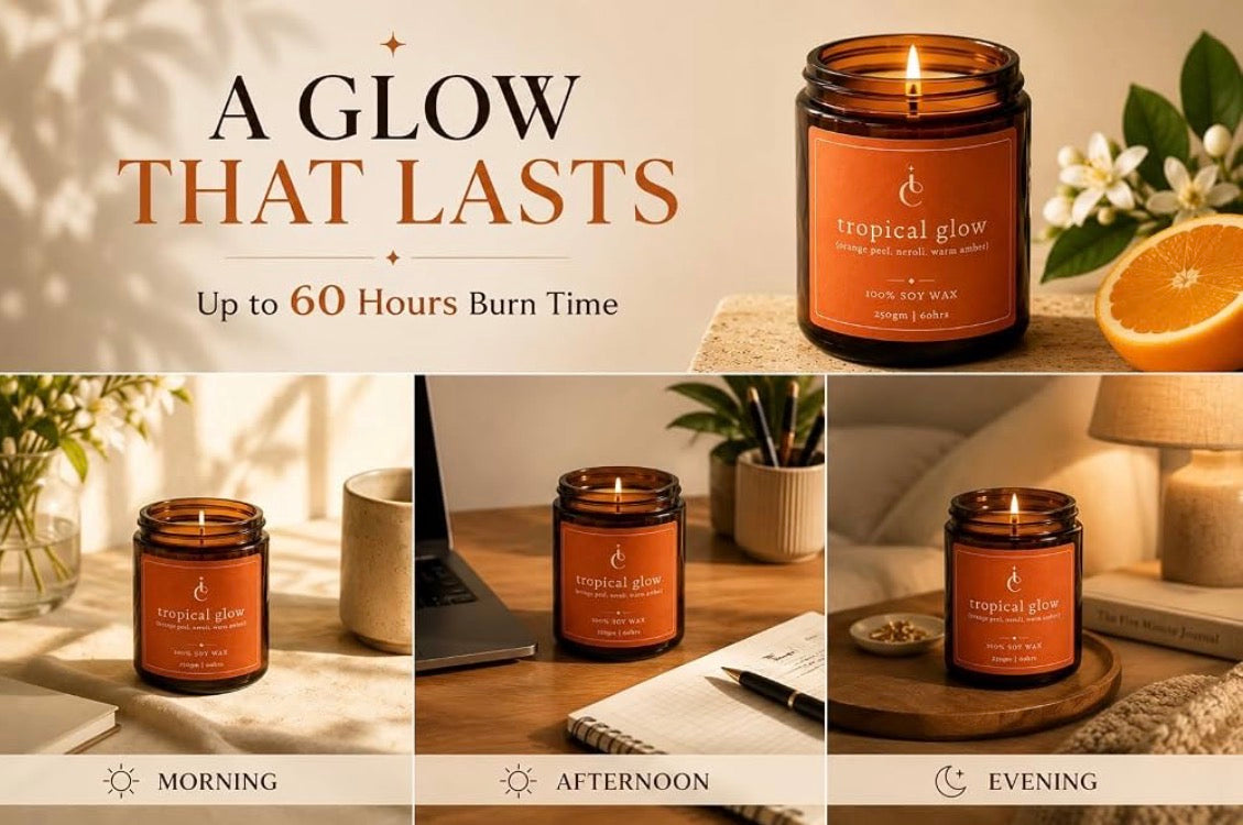 Tropical Glow soy candle up to 60 hours burn time